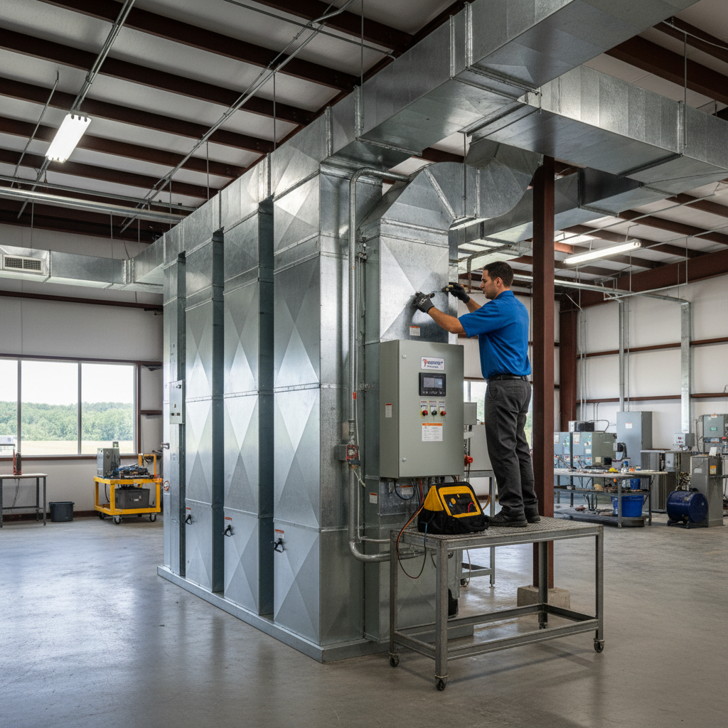 ThermoSTAT technician working on a commercial heating system in Caryville, Campbell County, TN.